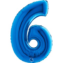 Zahlenballon blau 6