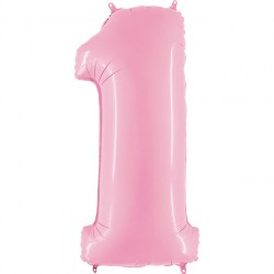 Folienballon zahl 1 pastel pink