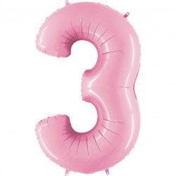 Folienballon zahl 3 pastel pink