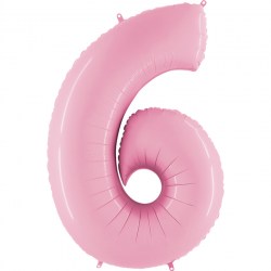 Folienballon zahl 6 pastel pink