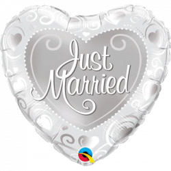 Just Married Herz perl white