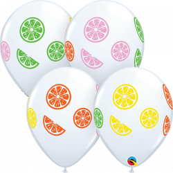 Colourful Fruit Slices White Latex 11in/27.5cm
