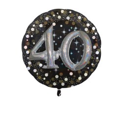 40 Geburtstag 3D Effekt Rund schwarz 81cm Folienballon