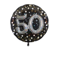 50 Geburtstag 3D Effekt Rund schwarz 81cm Folienballon