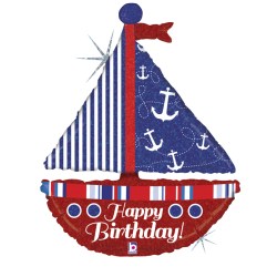 Folienballon Happy Birthday Segelboot