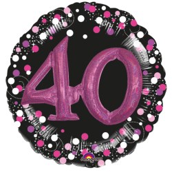 40 Geburtstag 3D Effekt Rund pink 81cm Folienballon