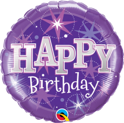 Folienballon Happy Birthdaypurple sparkle