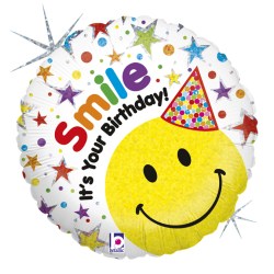 Folienballon Smiley Birthday Hat