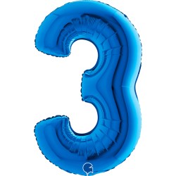 Zahlenballon blau 3