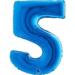 Zahlenballon blau 5