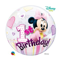 Single Bubble - Happy Birthay minnie mouse 1 Jahr