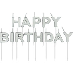 Kerzenset 'Happy Birthday' Silber - 2 cm