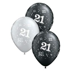 Latexballon Zahl 21 Silber&Schwarz