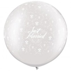 Just Married Flowers Pearl White Latex 30in/75cm