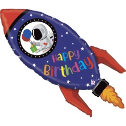Folienballon Happy Birthday Rocket