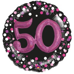 50 Geburtstag 3D Effekt Rund pink 81cm Folienballon