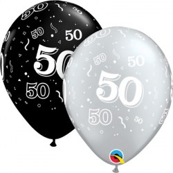 Latexballon 50 silber und Schwarz