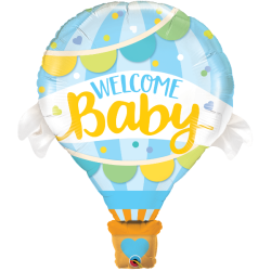 Folienballon Welcome baby blau