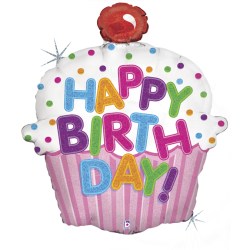 Folienballon Happy Birthday cupcake
