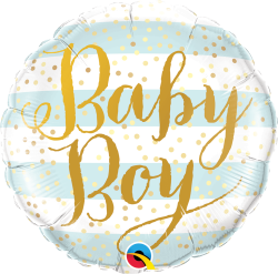 Folienballon Baby Boy blue  stripes