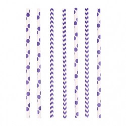  Papier-Trinkhalme T Dots & Chevron lila Papier 