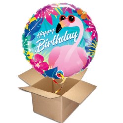 Ballongruß Happy Birthday Flamingo