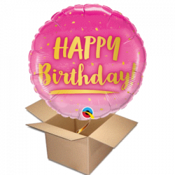 Ballongruss Happy Birthday Pink und Gold