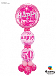 Folienballon Geburtstag sterne pink 90cm